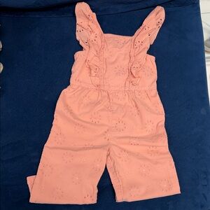 Carter's Coral Eyelet Ruffle Romper